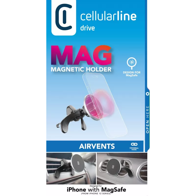 Cellularline Touch Mag Air Vents Autos olev magnetiline hoidik nutitelefonidele MagSafe süsteemiga
