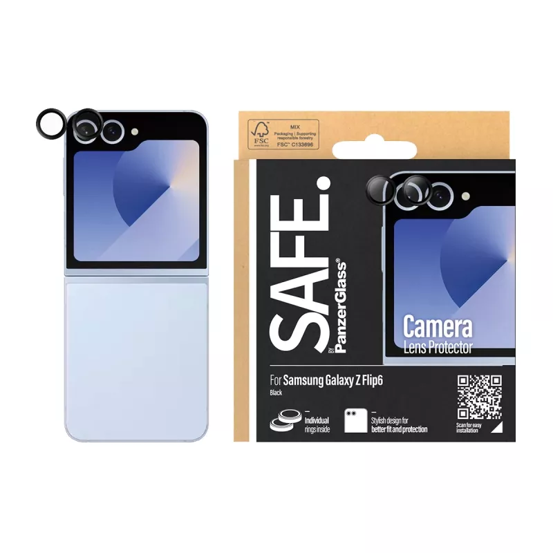 Kaamera objektiivi kaitse PanzerGlass SAFE. Samsung Galaxy Z Flip6 Must Kriimustuskindel Löögikindel