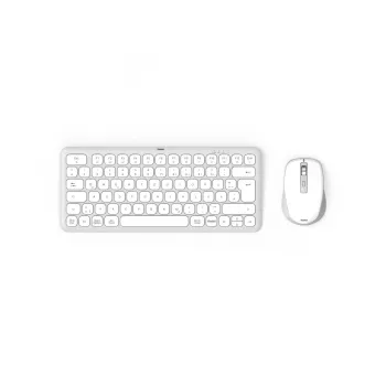 Hama WKM-500 klaviatuur Hiir kaasas Kodu USB + RF Juhtmevaba + Bluetooth QWERTZ Saksa Hall, Valge