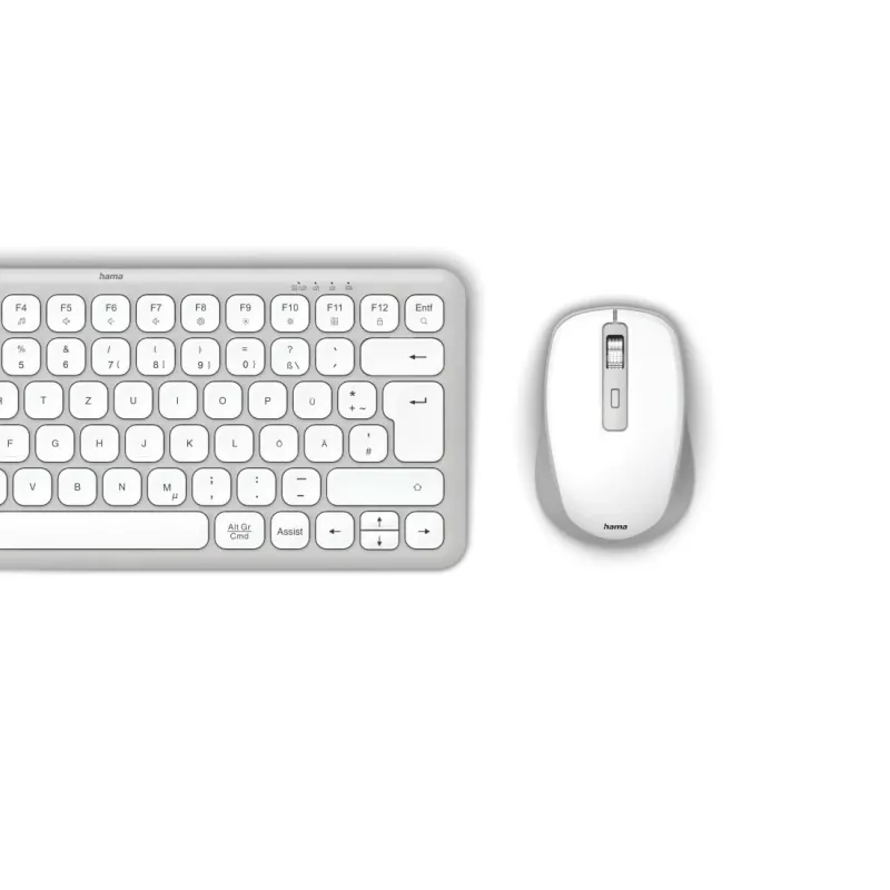 Hama WKM-500 klaviatuur Hiir kaasas Kodu USB + RF Juhtmevaba + Bluetooth QWERTZ Saksa Hall, Valge
