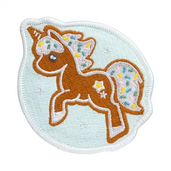Rinnamärk LAUT MAGMOJI BADGE – Ükssarviku küpsise jõuluväljaanne, PVC ja silikoon, pruun/helesinine, 1 tk