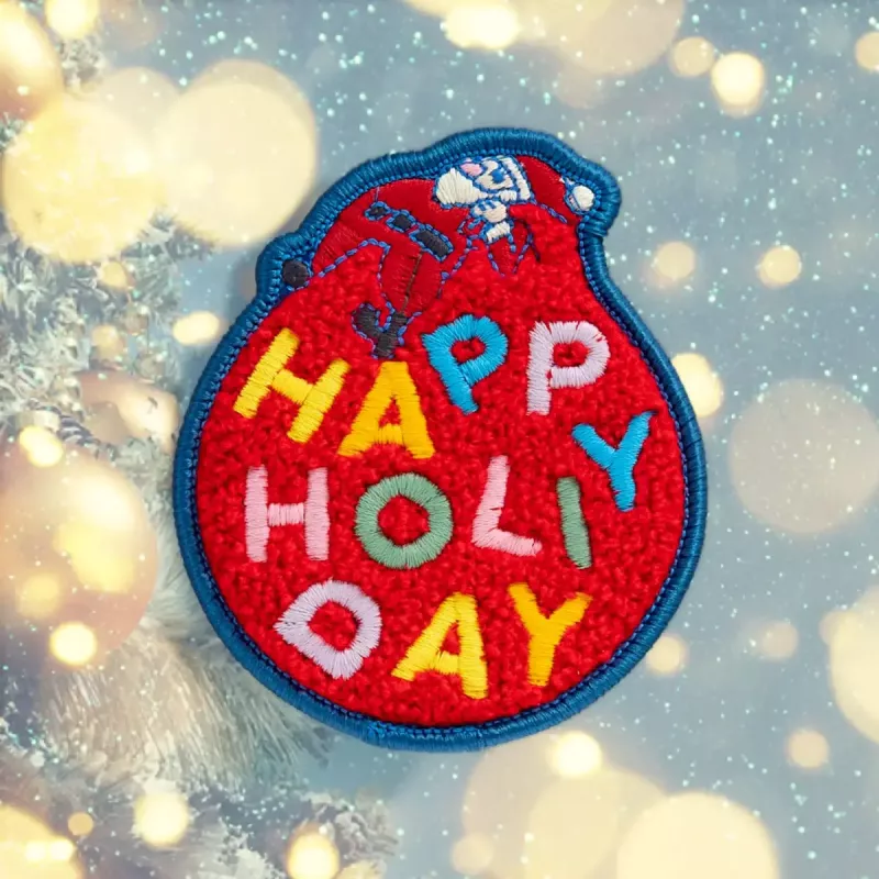 Rinnamärk LAUT MAGMOJI BADGE – Happy Holiday Edition, kangas, tekstiil, punane, 1 tk