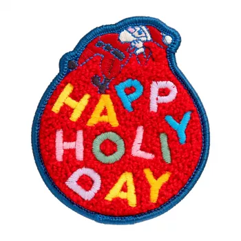 Rinnamärk LAUT MAGMOJI BADGE – Happy Holiday Edition, kangas, tekstiil, punane, 1 tk