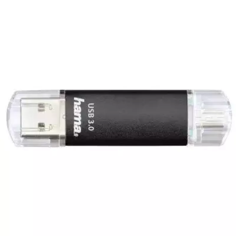 Hama Laeta Twin USB-mälupulk, USB 3.0, 128 GB, 40 MB/s, must