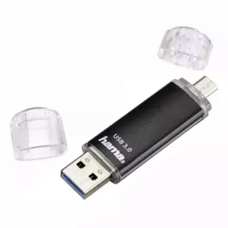 Hama Laeta Twin USB-mälupulk, USB 3.0, 128 GB, 40 MB/s, must