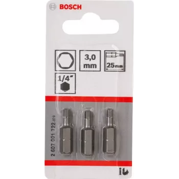 Kruvikeeraja otsak Bosch 2607001722 eriti kõva kuuskant 3 mm 25 mm 3 tk