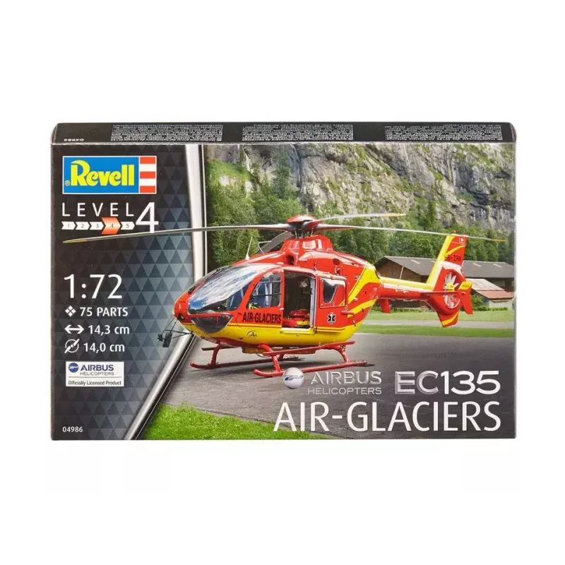 REVELL EC135 Air-Glaciers rootorlennuki mudel, montaažikomplekt, mõõtkavas 1:72, pikkus 143 mm, rootori läbimõõt 140 mm