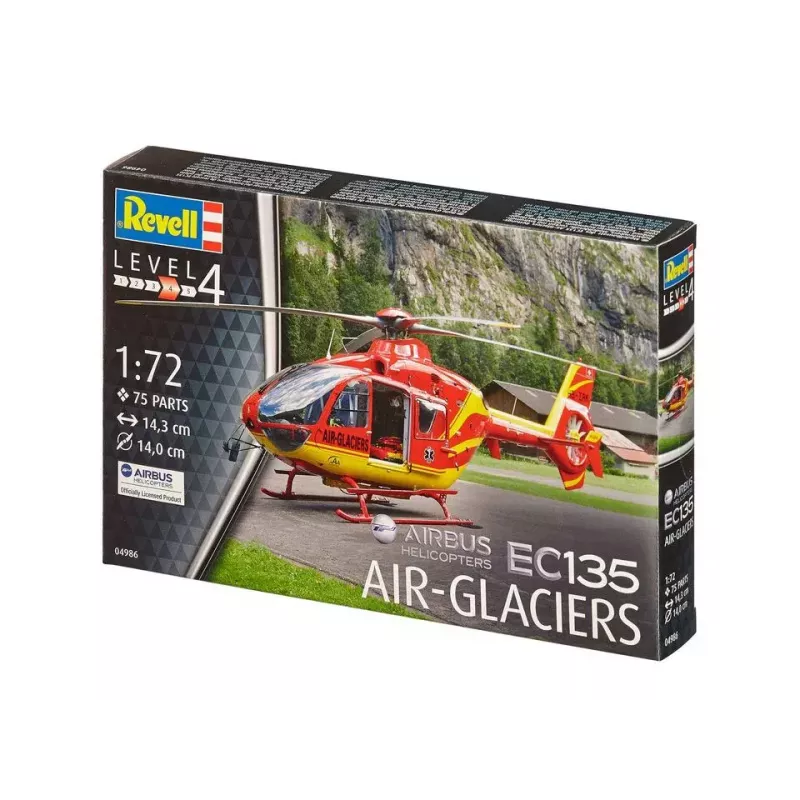 REVELL EC135 Air-Glaciers rootorlennuki mudel, montaažikomplekt, mõõtkavas 1:72, pikkus 143 mm, rootori läbimõõt 140 mm
