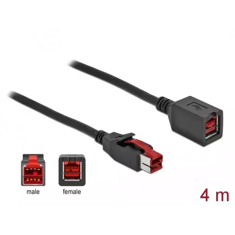 Toitega USB pikenduskaabel DeLOCK 85988 24 V 4 m Must