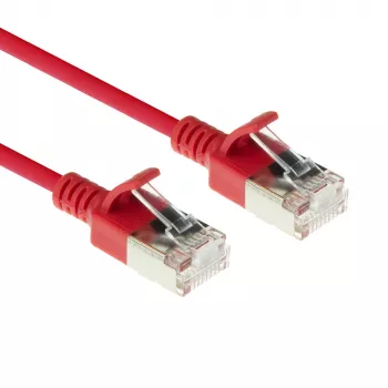 ACT Punane 1,5m LSZH U/FTP CAT6A andmekeskuse õhuke ühenduskaabel rippumiskindlate RJ45-pistikutega