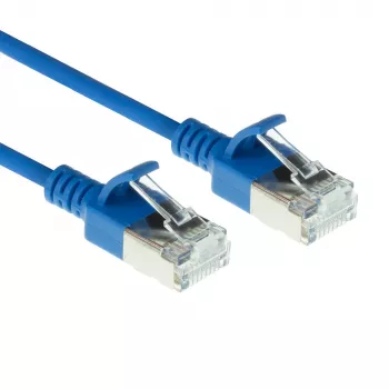 ACT sinine 0,25 m LSZH U/FTP CAT6A andmekeskuse õhuke patch-kaabel tõmbetõkestiga RJ45 pistikutega