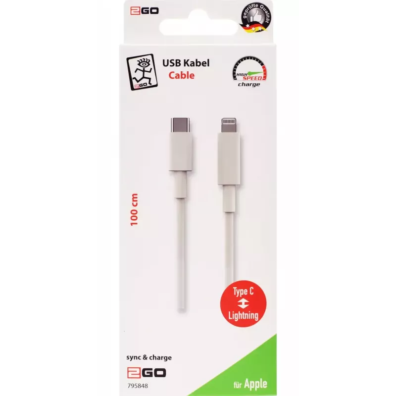 Lightning kaabel 2GO 795848 1m USB-C Lightning valge