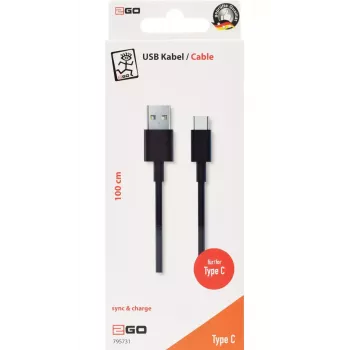 USB-kaabel 2GO 795731 1m USB B USB C USB 3.2 Gen 1 Must