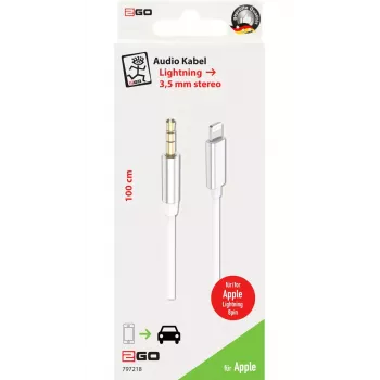 Audio kaabel 2GO 797218 1m 3,5 mm Lightning valge