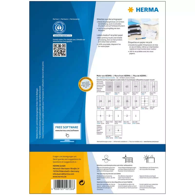 Isekleepuv printerisilt HERMA 10726 valge 4,83x2,54 cm 3520 silti