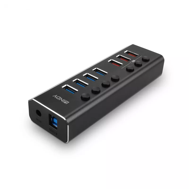 Lindy 4-pordiline USB 3.0 jaotur 3 kiirlaadimispordiga Quick Charge 3.0