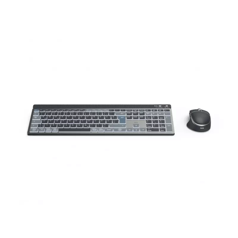 Hama WKM-750 klaviatuur hiir kaasas Kodu/Kontor Bluetooth QWERTZ Saksa Antratsiit, Must, Sinine