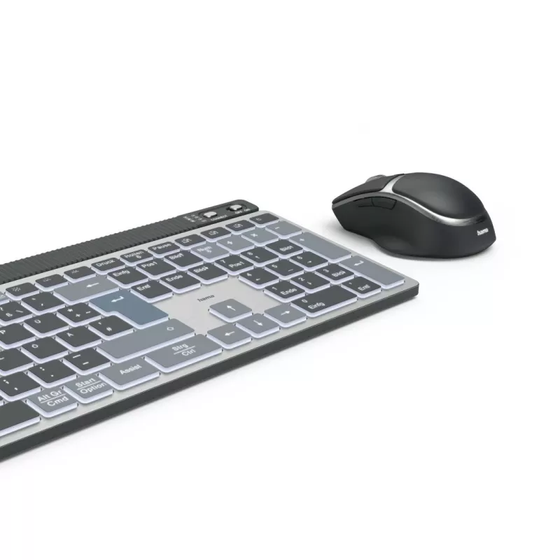 Hama WKM-750 klaviatuur hiir kaasas Kodu/Kontor Bluetooth QWERTZ Saksa Antratsiit, Must, Sinine