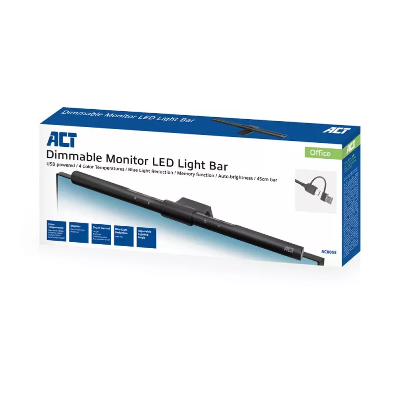 Monitor LED valgusriba ACT AC8055 — hämardatav USB-toitega ekraanilamp