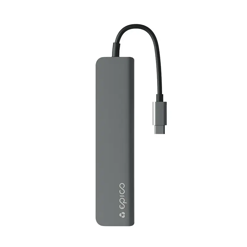 Liidesejaotur Epico 9915112100080 — USB USB-C host, HDMI, USB 2.0, USB USB-C, MicroSD/SD kaardilugeja, alumiinium/TPU, hall