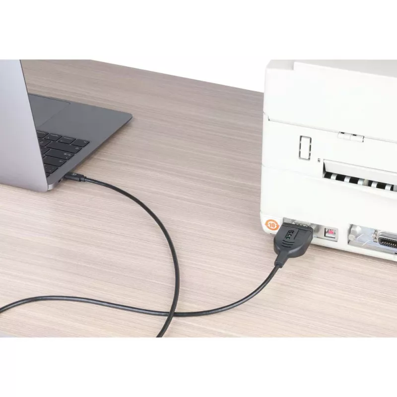 Manhattan USB-C - jadavärava muundurkaabel, 1 m, isane isasele, jada/RS232/COM/DB9, Prolific PL2303GT kiip, must kaabel, kolmeaastane garantii