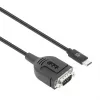 Manhattan USB-C - jadavärava muundurkaabel, 1 m, isane isasele, jada/RS232/COM/DB9, Prolific PL2303GT kiip, must kaabel, kolmeaastane garantii