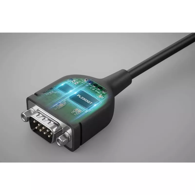 Manhattan USB-C - jadavärava muundurkaabel, 1 m, isane isasele, jada/RS232/COM/DB9, Prolific PL2303GT kiip, must kaabel, kolmeaastane garantii