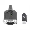 Manhattan USB-C - jadavärava muundurkaabel, 1 m, isane isasele, jada/RS232/COM/DB9, Prolific PL2303GT kiip, must kaabel, kolmeaastane garantii