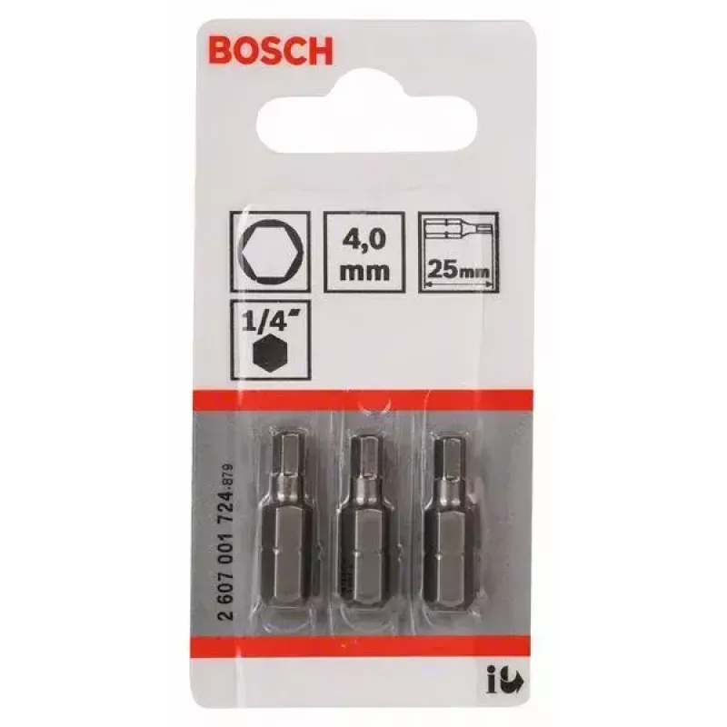 Kruvikeeraja otsak Bosch 2 607 001 724 4 mm Security hex 3 tk