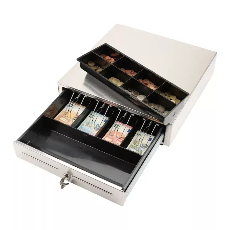 Manuaalne kassasahtel Olympia LD 410S, roostevabast terasest korpus, 415×410×104 mm, 6,5 kg