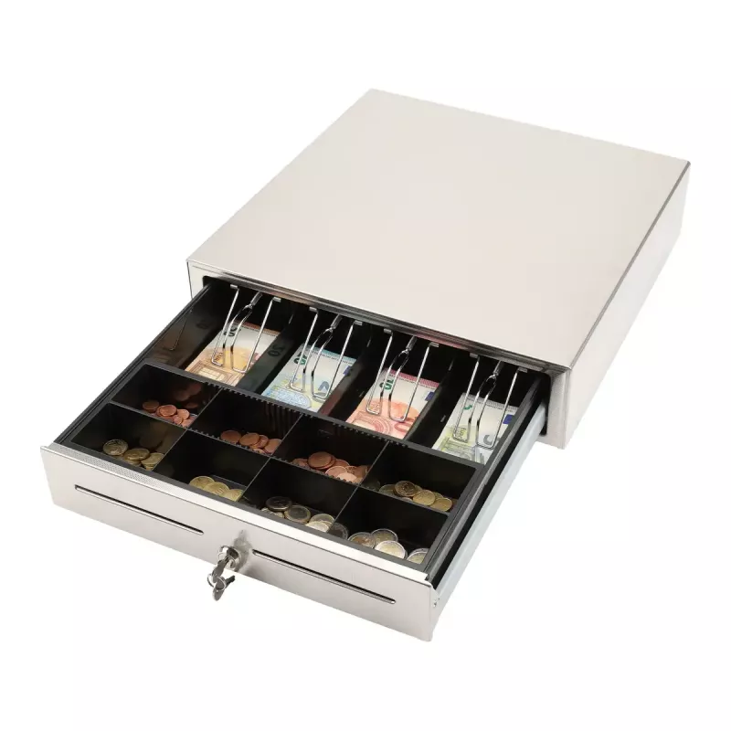 Manuaalne kassasahtel Olympia LD 410S, roostevabast terasest korpus, 415×410×104 mm, 6,5 kg