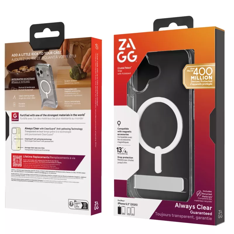 ZAGG Crystal Palace Snap Kickstand ümbris mudelile Apple iPhone 17, Ümbris, Apple, iPhone 17, 16 cm (6.3 tolli), Läbipaistev