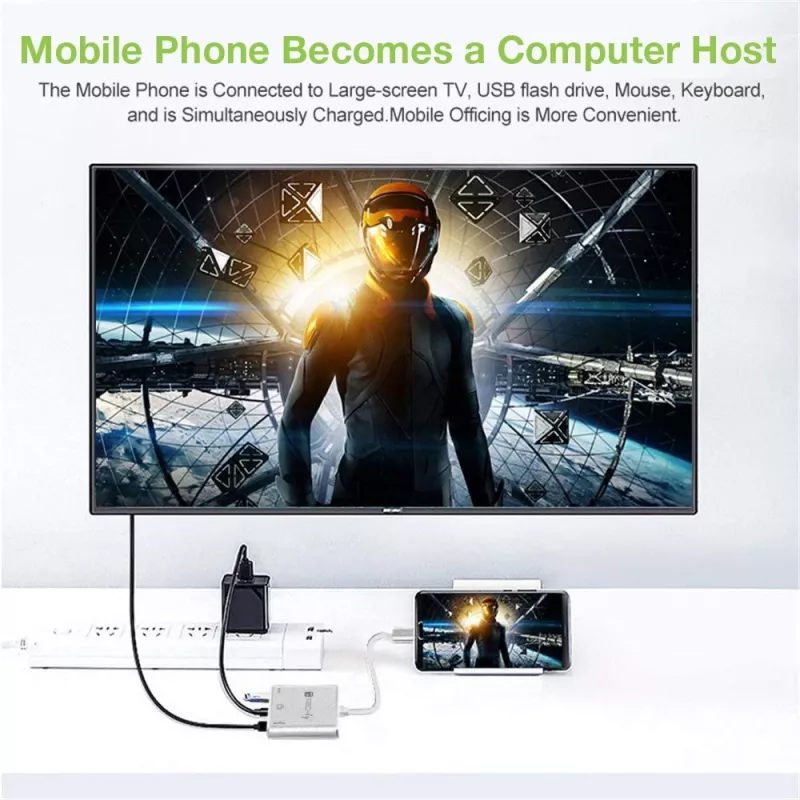 Techly IADAP USB31-HDMIPTY sülearvuti dokk/pordireplikaator Juhtmega USB 3.2 Gen 1 (3.1 Gen 1) USB-C Hõbedane