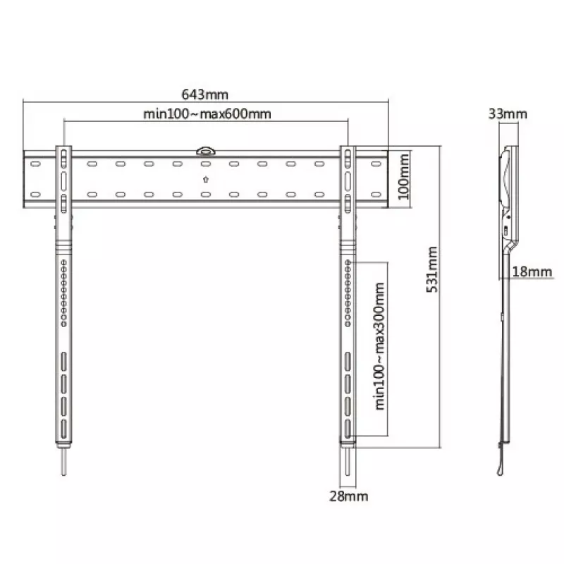 Techly ICA-PLB 736F TV-kinnitus/alus 2,03 m (80 tolli) Must
