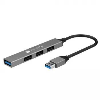 Techly IUSB32-HUB4A-3U2SLS sülearvuti dokk/pordireplikaator Juhtmega ühendatud USB 3.2 Gen 1 (3.1 Gen 1) Type-A Hall