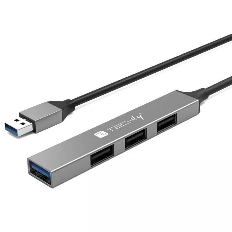 Techly IUSB32-HUB4A-3U2SLS sülearvuti dokk/pordireplikaator Juhtmega ühendatud USB 3.2 Gen 1 (3.1 Gen 1) Type-A Hall