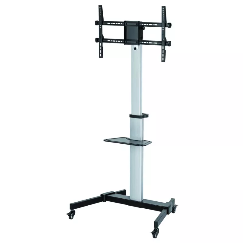 Techly põrandaalus riiuliga käru TV LCD/LED 37-86 tolli, 200 x 200 mm, 600 x 400 mm, -10 - 5°, 180°, alumiinium, plast, teras, must, hall