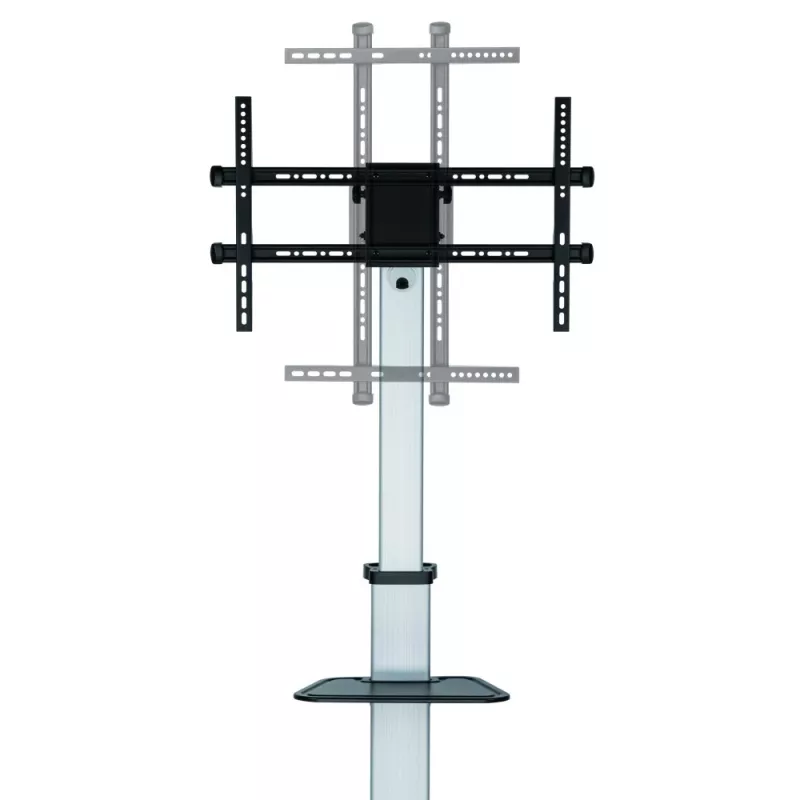 Techly põrandaalus riiuliga käru TV LCD/LED 37-86 tolli, 200 x 200 mm, 600 x 400 mm, -10 - 5°, 180°, alumiinium, plast, teras, must, hall