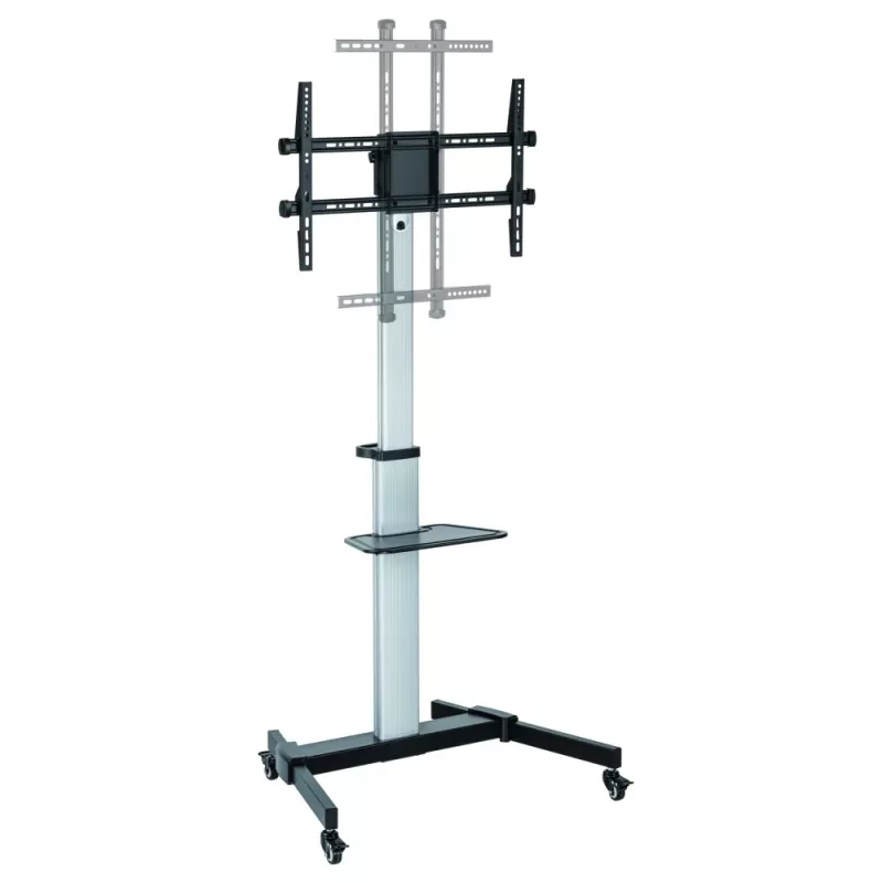 Techly põrandaalus riiuliga käru TV LCD/LED 37-86 tolli, 200 x 200 mm, 600 x 400 mm, -10 - 5°, 180°, alumiinium, plast, teras, must, hall