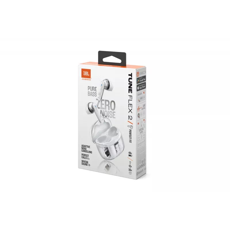 Peakomplekt JBL Tune Flex 2 Ghost Edition — tõeline juhtmevaba (TWS) kõrvasisene, Bluetooth, 20–20000 Hz, valge