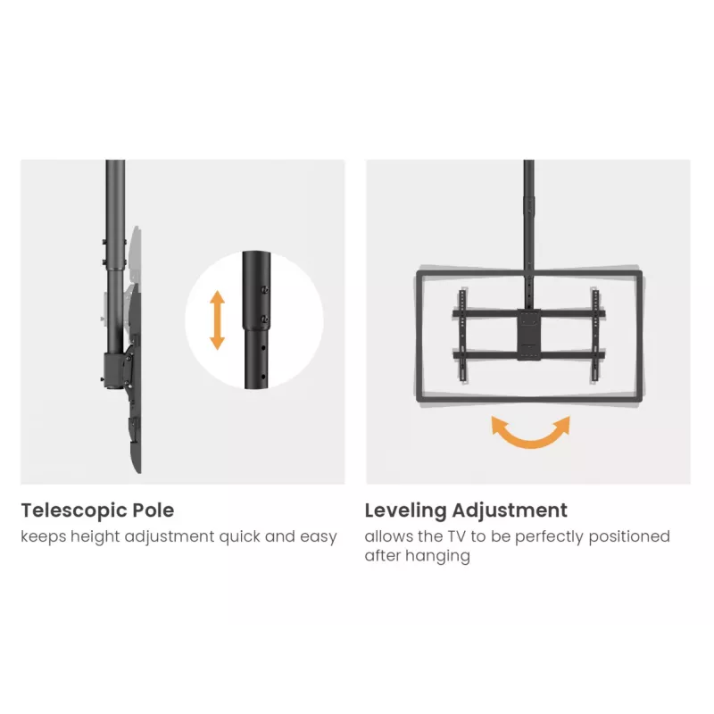 Kahe ekraani laekinnitus EQUIP 32–60 tolli (VESA 200x200–600x400, max 80 kg, pööratav ±180°), must