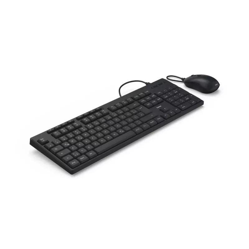 Hama CKM-200 klaviatuur Hiir kaasas Kodu/Kontor USB QWERTZ Saksa Must