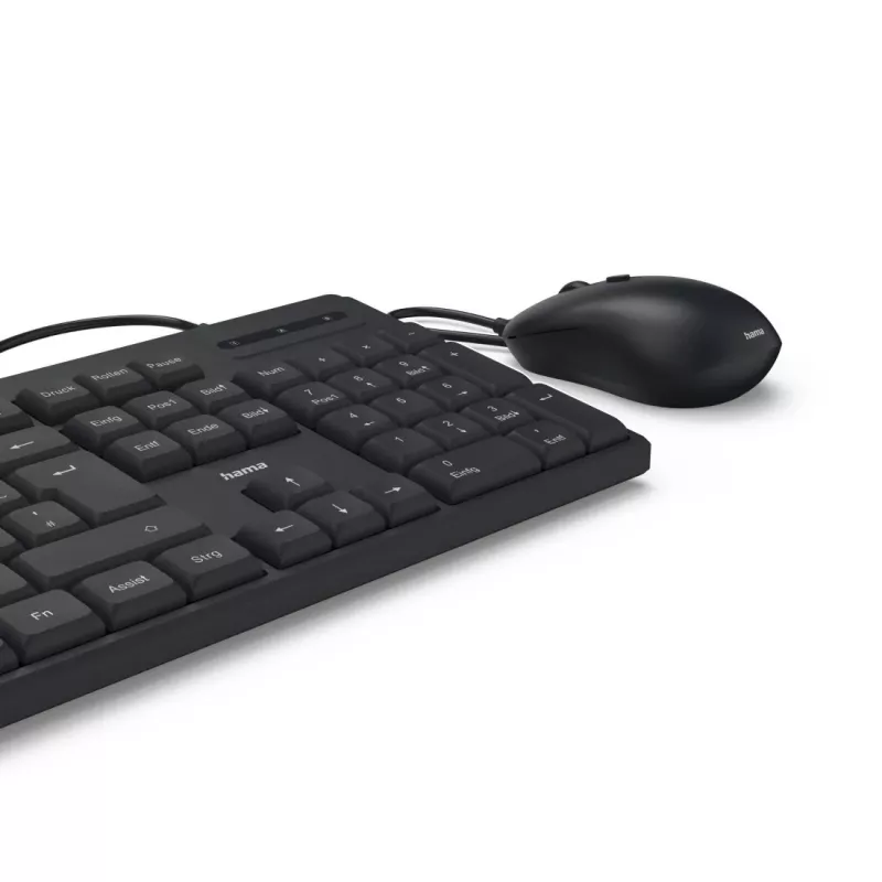 Hama CKM-200 klaviatuur Hiir kaasas Kodu/Kontor USB QWERTZ Saksa Must