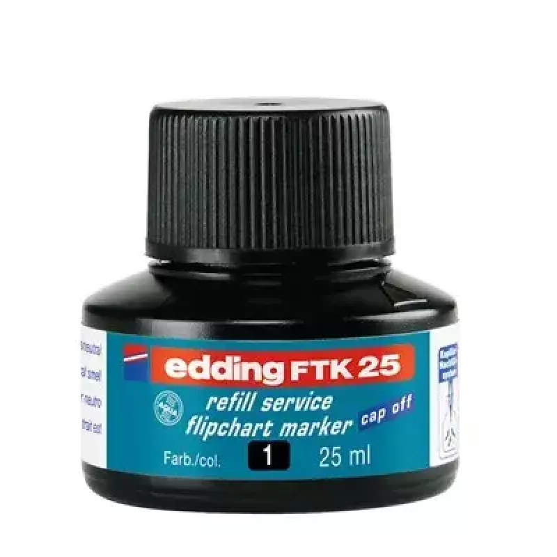 Markeri täitepudel Edding ED-FTK25-001, must tint, 25 ml, 1 tk