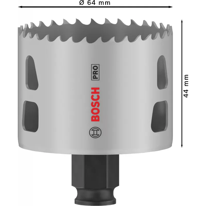 Augupuur Bosch PRO Multi Material PC Plus 44/64 mm — Üksik, 44–64 mm läbimõõt, puurile, kipsplaat/metall/plast/pehme puit