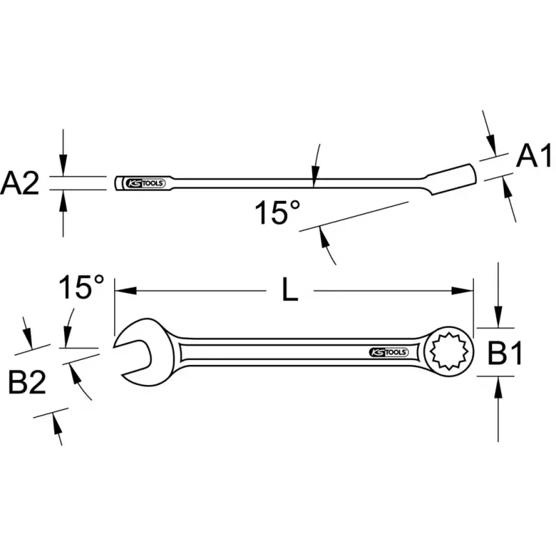 Kombineeritud võti KS Tools 517.0610, 10 mm, kroom-vanaadium, pikkus 140 mm