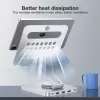 Techly 8-in-1 USB-C Hub Docking Station Tablet Stand, tahvelarvuti alus, hõbedane, alumiinium, 360°, USB 3.2 Gen 1 (3.1 Gen 1) USB-C, 5000 Mbit/s