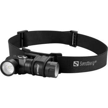 Sandberg Pealamp 500 Duo, Peapaelaga taskulamp, Must, Alumiinium, IP44, LED, 25 lm