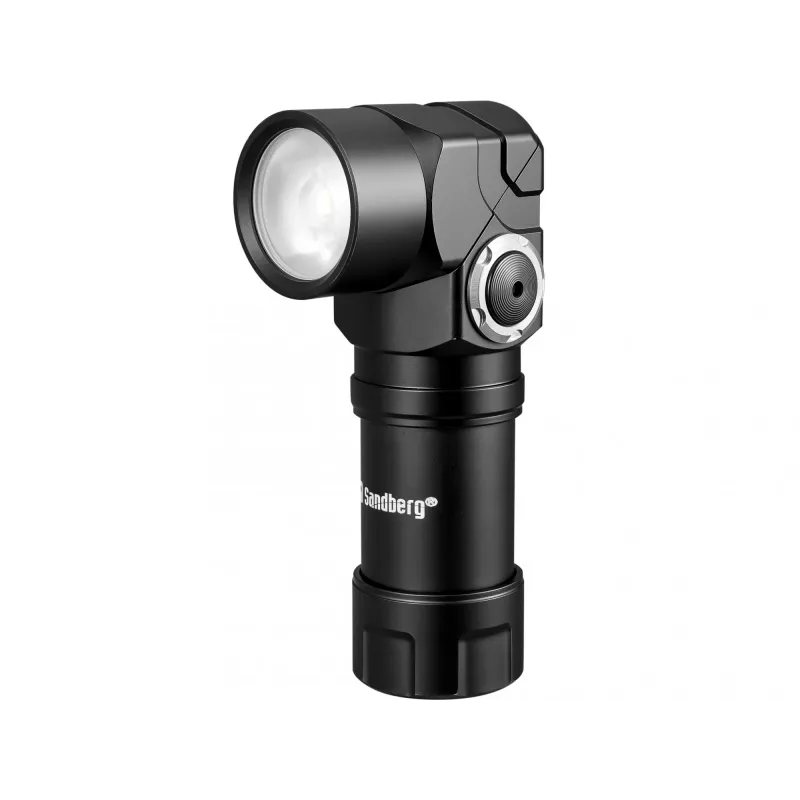 Sandberg Pealamp 500 Duo, Peapaelaga taskulamp, Must, Alumiinium, IP44, LED, 25 lm