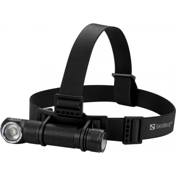 Sandberg Pealamp 1000 Pro, peapaelaga taskulamp, Must, Alumiinium, IP66, LED, 25 lm